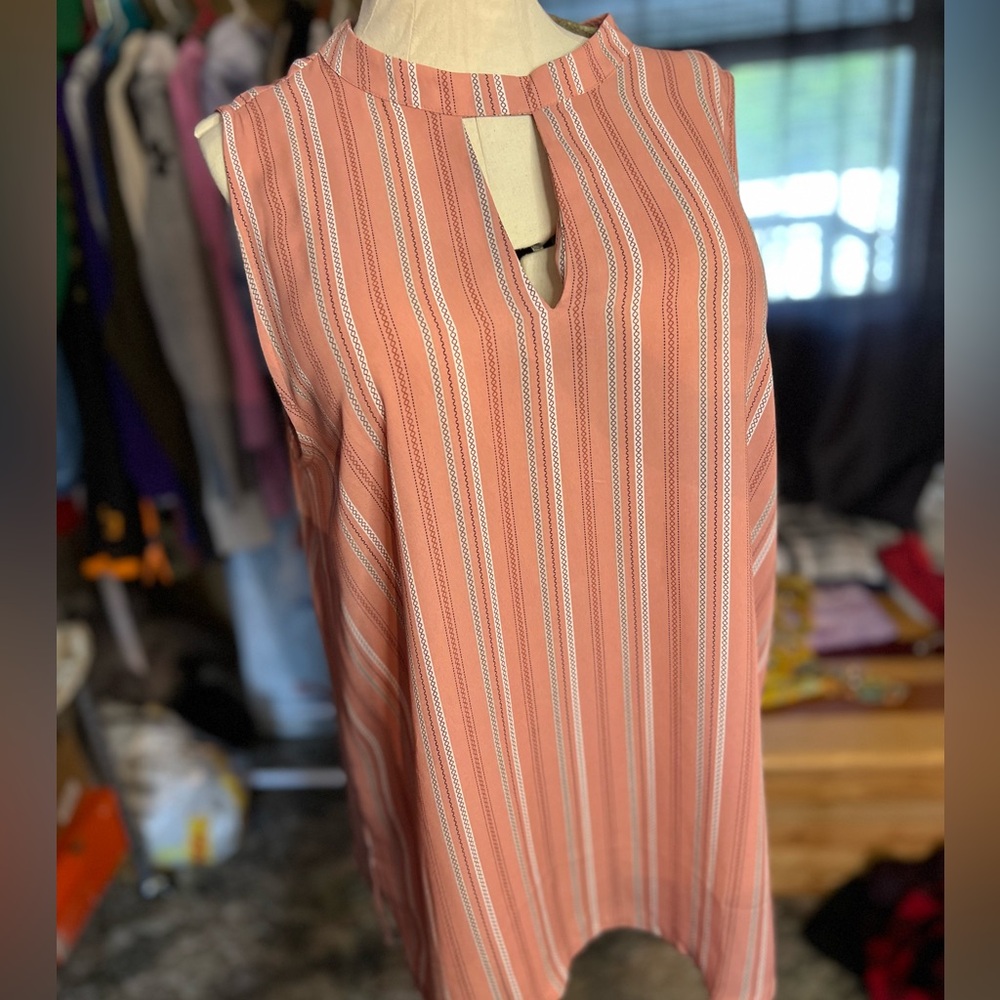 Loft tank size large peach color with stripes.